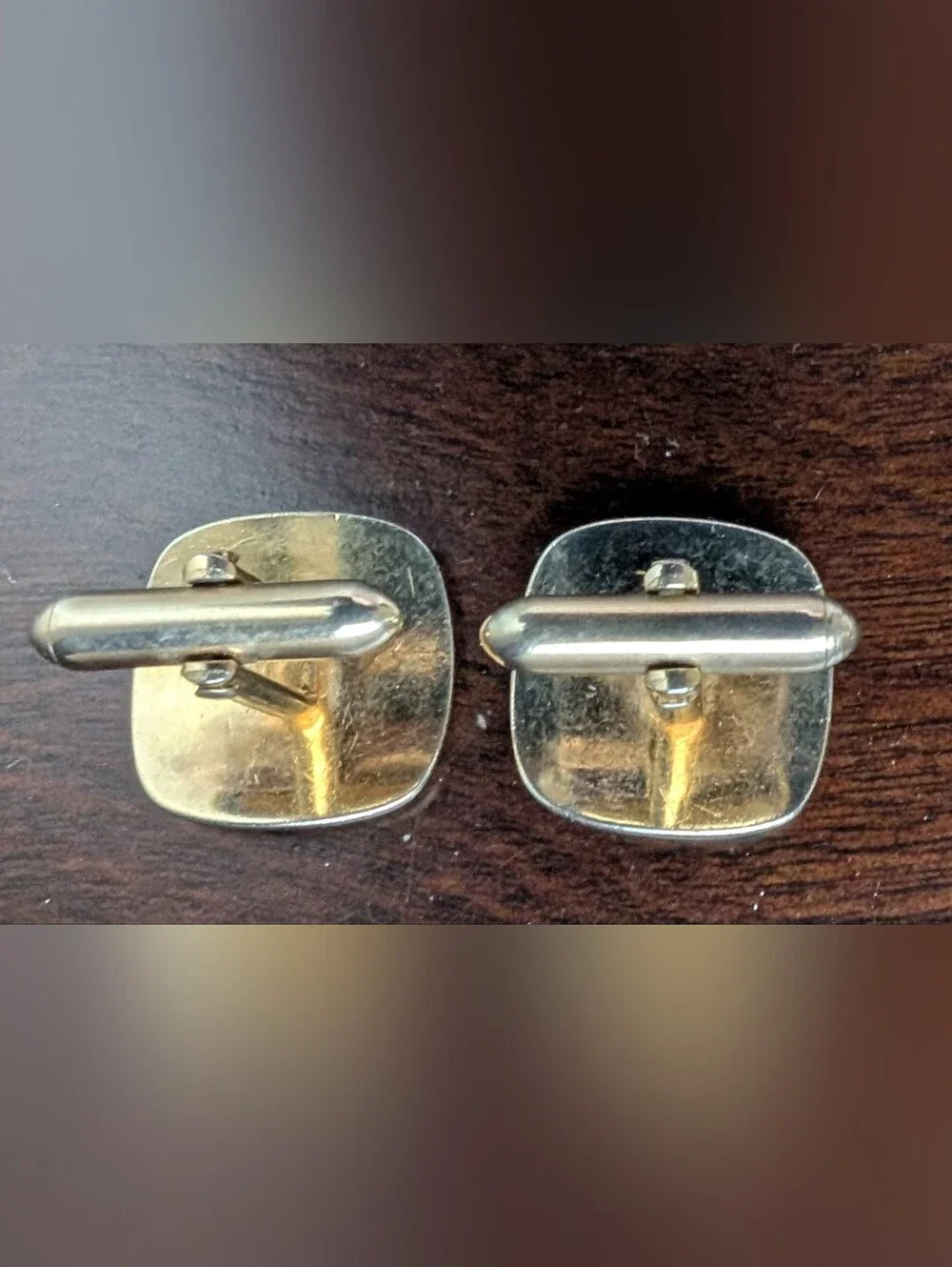Vintage SWANK Geometric Gold-Tone Cufflinks and Tie Tack Black and Amber MCM